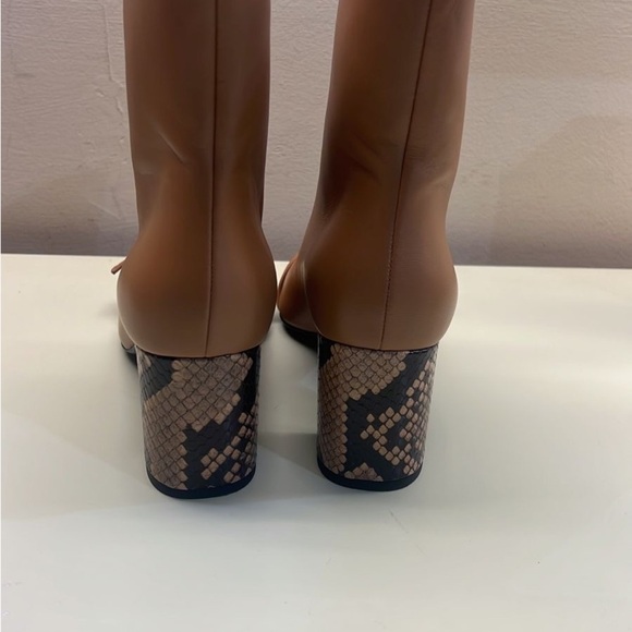 GIOVANNA GRAZZINI MADE IN ITALY LEATHER Black and Brown Heeled Boots Snakeskin - Picture 5 of 6